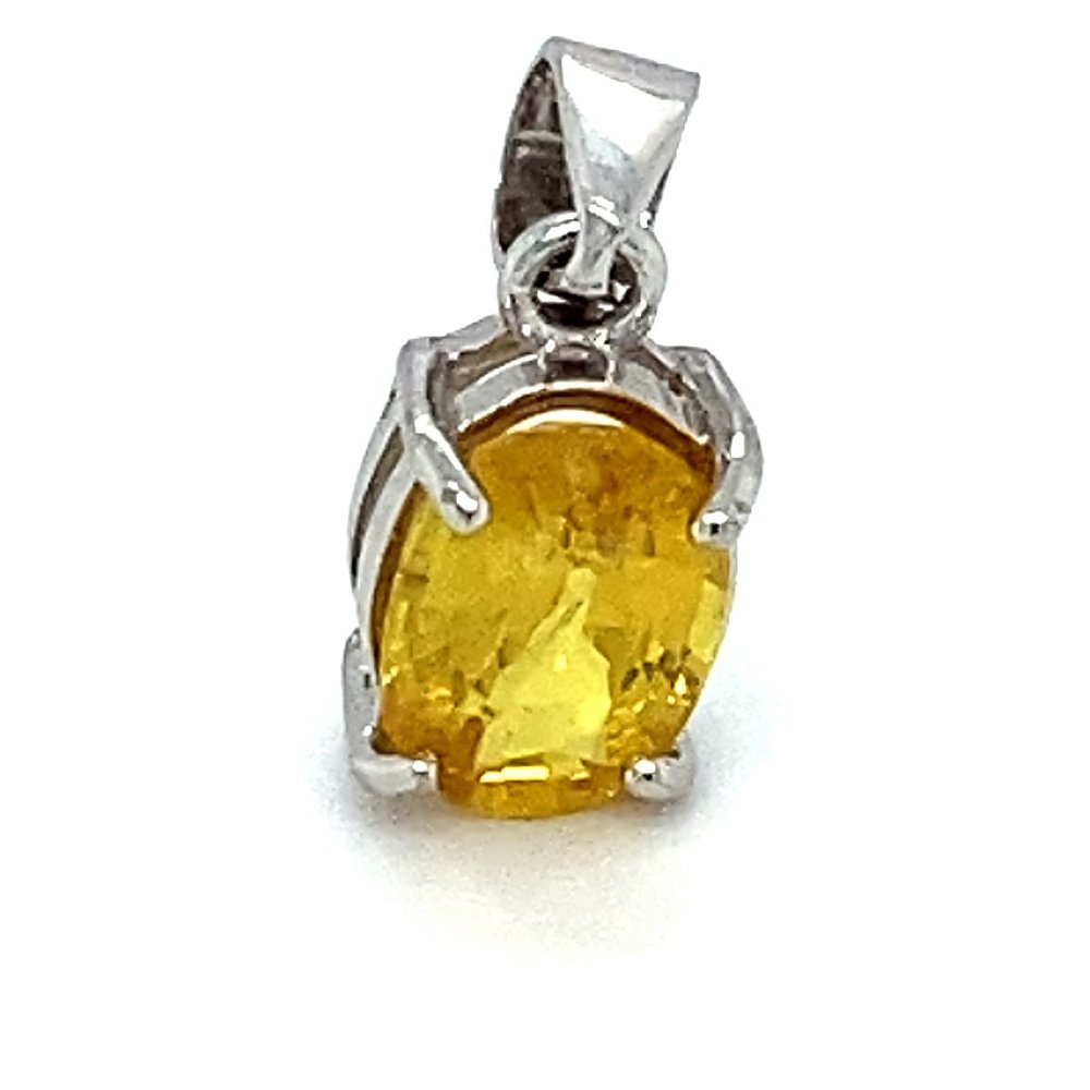 Yellow Sapphire 1.30ct White Gold Silver Pendant